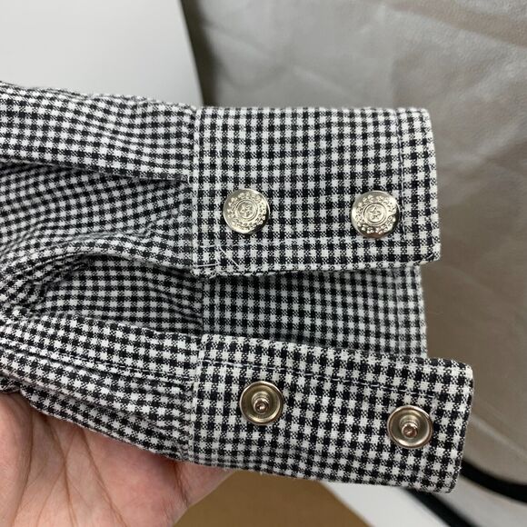 Vintage Panhandle Slim Metal Snap Button Shirt M Medium Check Western Yoke - Picture 6 of 12